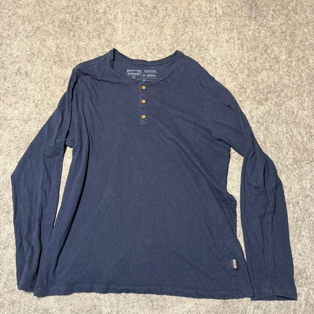 Patagonia Mens Daily Henley T-Shirt Size XL Navy Blue Organic Pilot Cotton